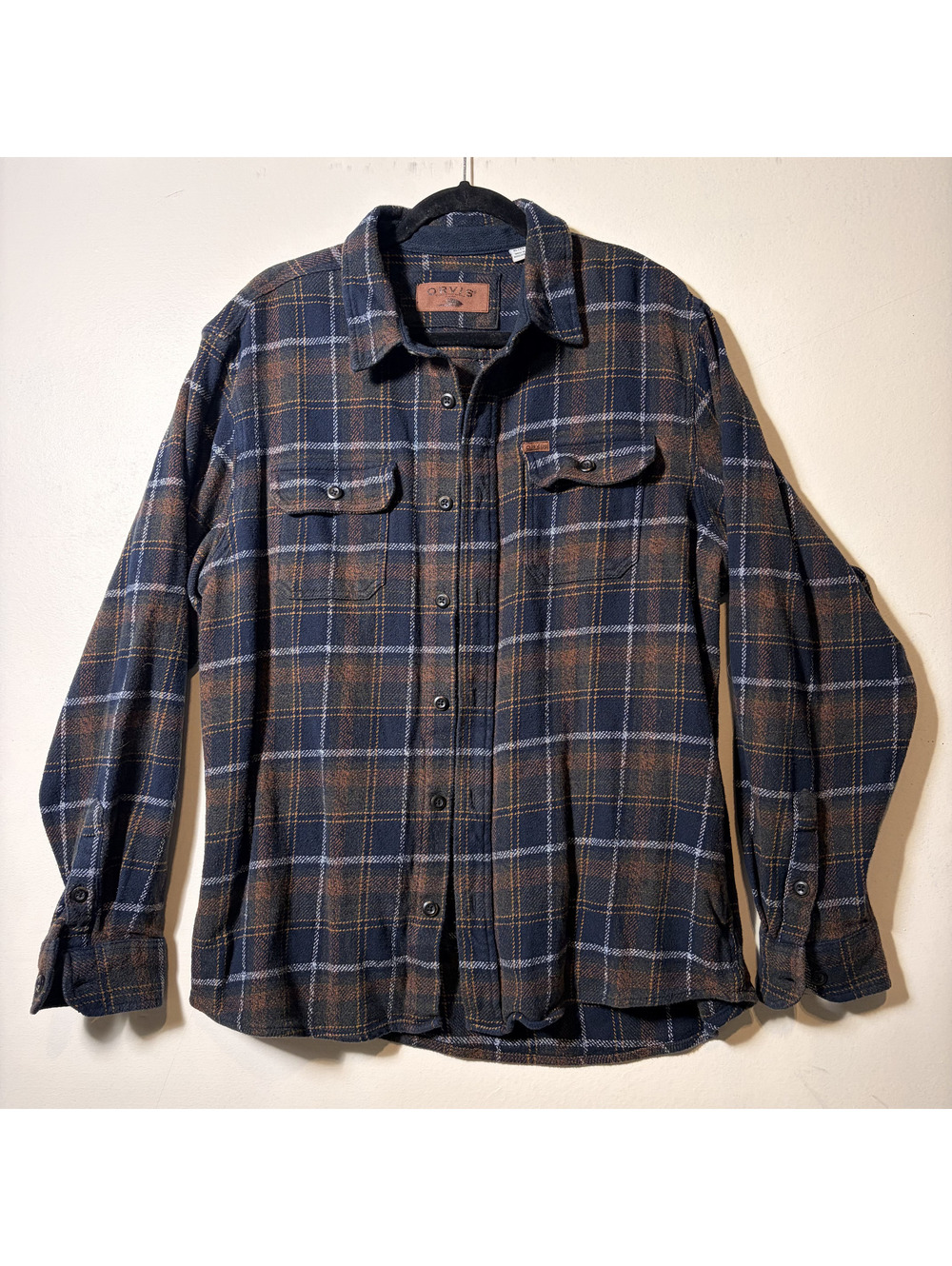 Orvis Plaid Flannel Shirt Jacket Mens XL Outdoor Workwear